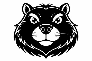 beaver head silhouette line art vector illustration with a white background