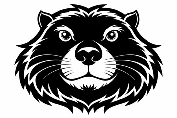 beaver head silhouette line art vector illustration with a white background