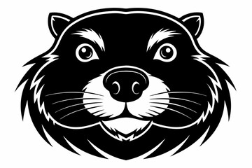 beaver head silhouette line art vector illustration with a white background