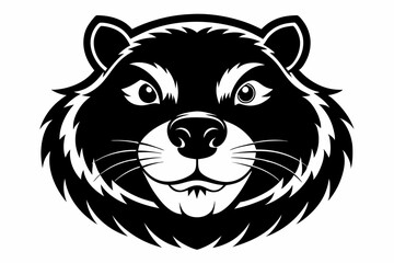 beaver head silhouette line art vector illustration with a white background
