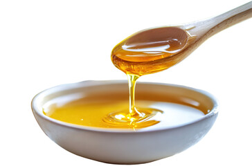 Honey with honeycomb and wooden spoon