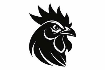 chicken head silhouette line art vector illustration with a white background