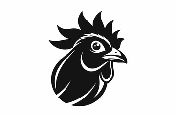 chicken head silhouette line art vector illustration with a white background