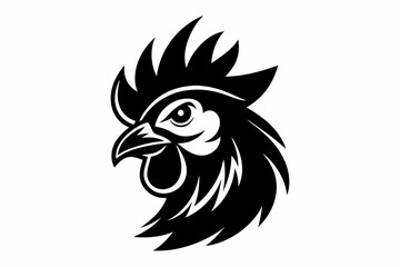Fototapeta premium chicken head silhouette line art vector illustration with a white background