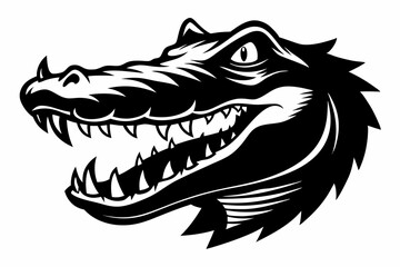 Fototapeta premium crocodile head silhouette line art vector illustration with a white background