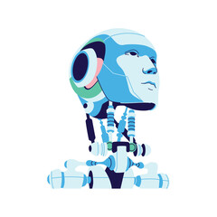 set of an Artificial Intelligence Humanoid Robot Essentials Illustration