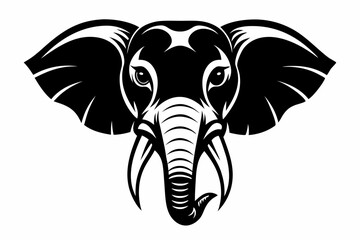 elephant head silhouette line art vector illustration with a white background
