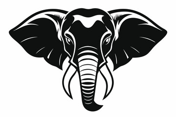 elephant head silhouette line art vector illustration with a white background
