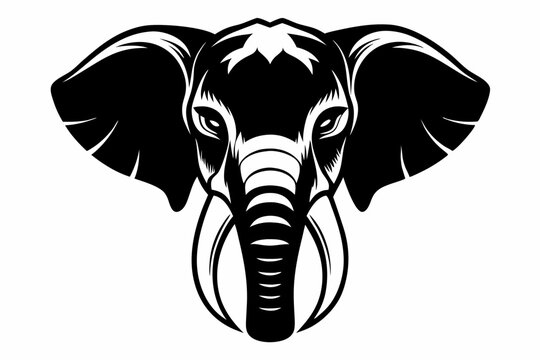 recommend clip art: elephant head silhouette line art vector illustration with a white background