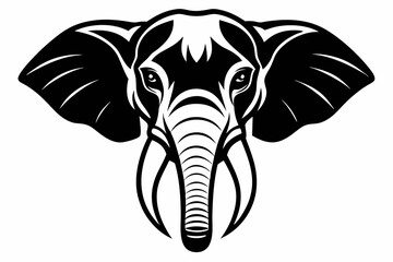 elephant head silhouette line art vector illustration with a white background