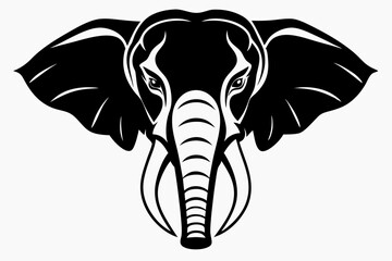 elephant head silhouette line art vector illustration with a white background