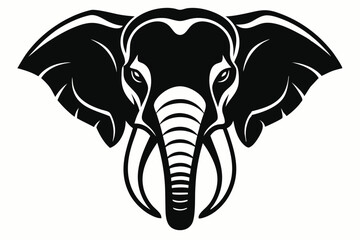 elephant head silhouette line art vector illustration with a white background