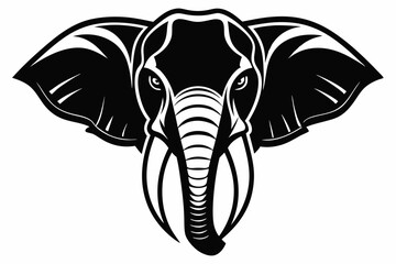 elephant head silhouette line art vector illustration with a white background