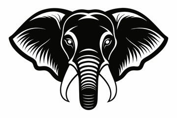 elephant head silhouette line art vector illustration with a white background