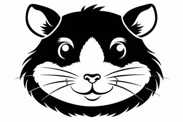 hamster head silhouette line art vector illustration with a white background