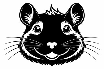 hamster head silhouette line art vector illustration with a white background
