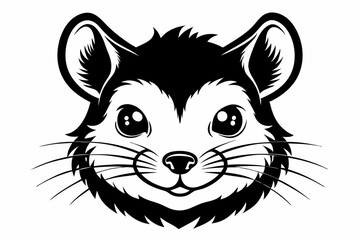 hamster head silhouette line art vector illustration with a white background