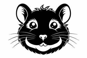 hamster head silhouette line art vector illustration with a white background