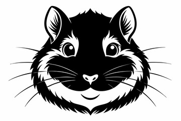 hamster head silhouette line art vector illustration with a white background