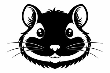 hamster head silhouette line art vector illustration with a white background