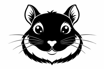 hamster head silhouette line art vector illustration with a white background