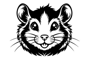 hamster head silhouette line art vector illustration with a white background