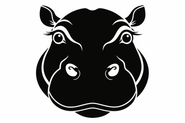 hippopotamus head silhouette line art vector illustration with a white background