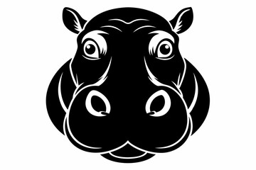 hippopotamus head silhouette line art vector illustration with a white background