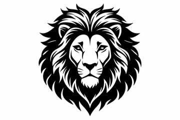 lion head silhouette line art vector illustration with a white background