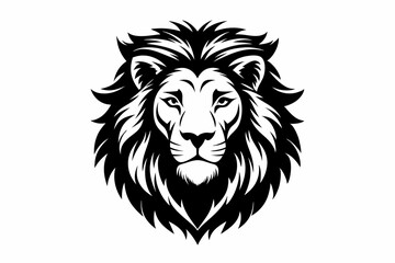 lion head silhouette line art vector illustration with a white background