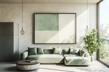 Modern minimalist living room interior design.