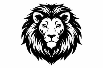 lion head silhouette line art vector illustration with a white background