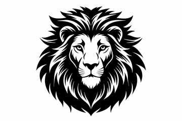 Obraz premium lion head silhouette line art vector illustration with a white background