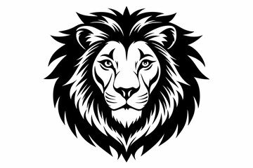 Obraz premium lion head silhouette line art vector illustration with a white background