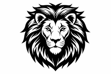 lion head silhouette line art vector illustration with a white background