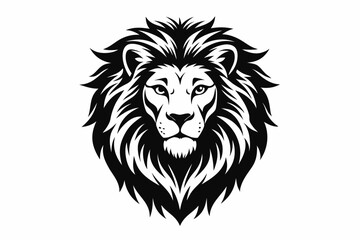Obraz premium lion head silhouette line art vector illustration with a white background