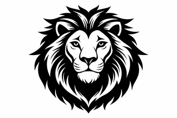 lion head silhouette line art vector illustration with a white background