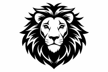 lion head silhouette line art vector illustration with a white background