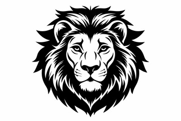 Obraz premium lion head silhouette line art vector illustration with a white background