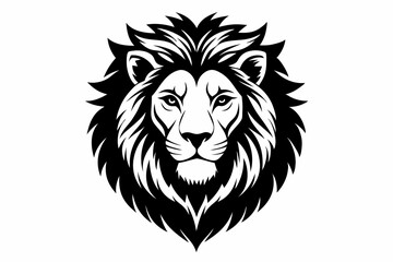 Obraz premium lion head silhouette line art vector illustration with a white background