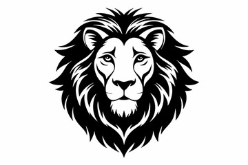 lion head silhouette line art vector illustration with a white background