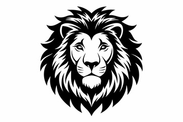 lion head silhouette line art vector illustration with a white background