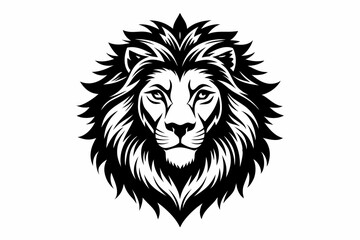lion head silhouette line art vector illustration with a white background