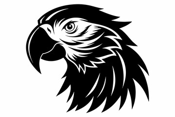 macaw head silhouette line art vector illustration with a white background