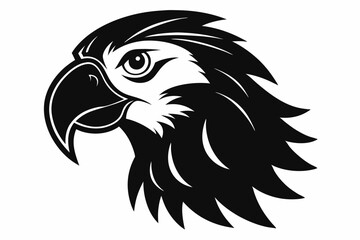 macaw head silhouette line art vector illustration with a white background