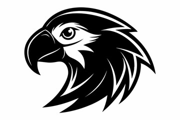 macaw head silhouette line art vector illustration with a white background