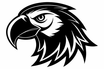 macaw head silhouette line art vector illustration with a white background