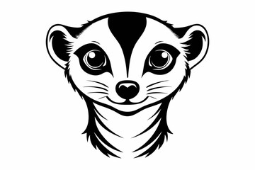 meerkat head silhouette line art vector illustration with a white background