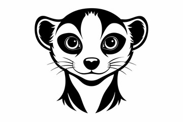 meerkat head silhouette line art vector illustration with a white background