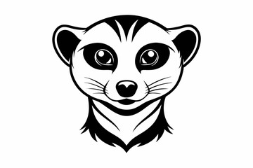 meerkat head silhouette line art vector illustration with a white background